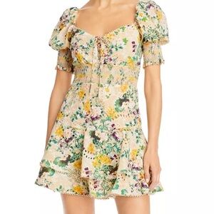 Alice & Olivia Crawford Floral Puff-Sleeve Mini Dress